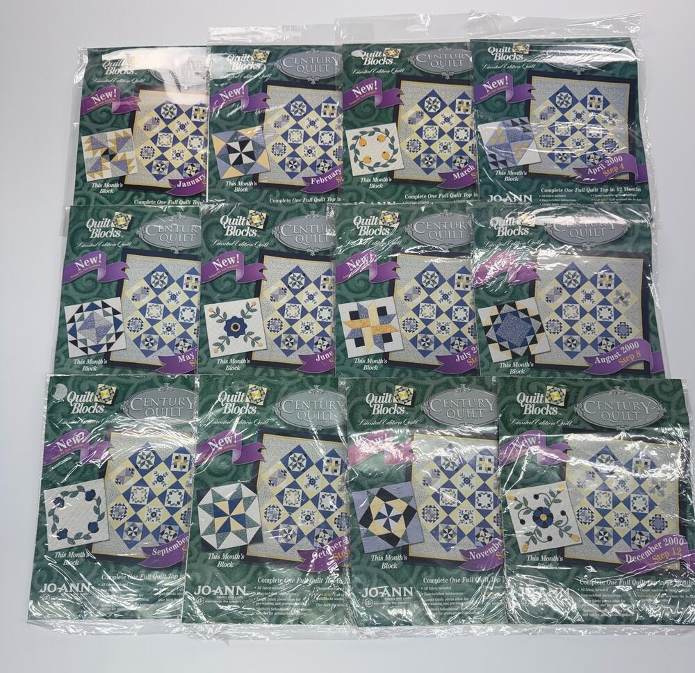 Jo-Ann Century Quilt Block of the Month 2000 12 Block Set